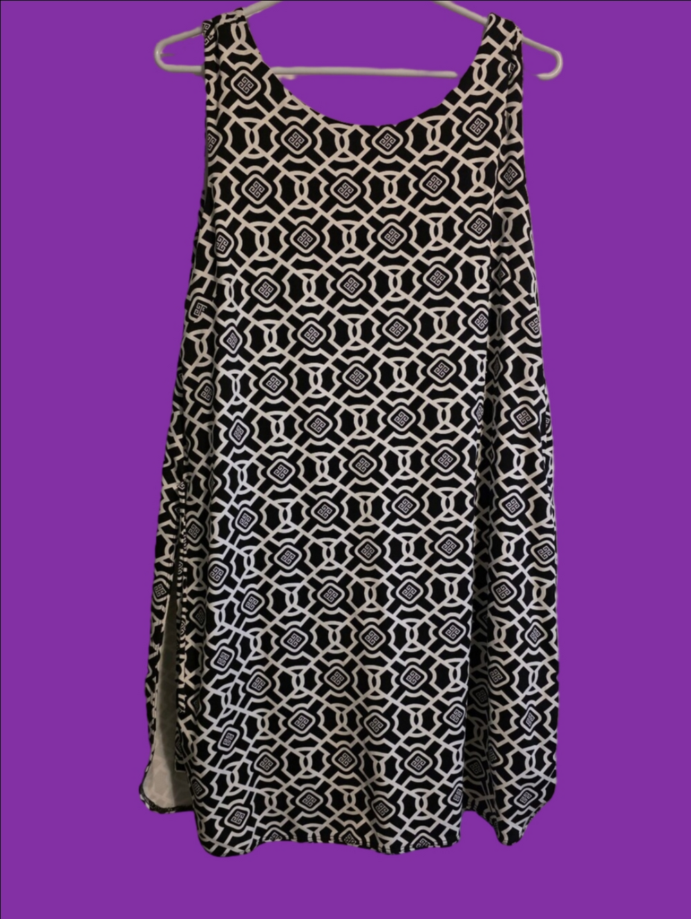 4/$67 Deal! Black and White Geometric Swim Cover Dress with Shorts